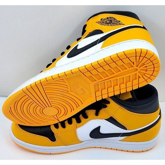 Nike Air Jordan 1 Mid Taxi Black Yellow 554724-701 Men\'s